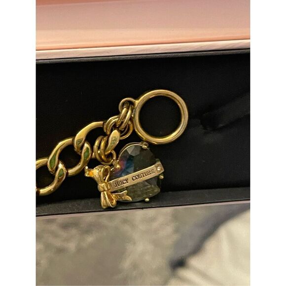 Juicy couture Iridescent heart gem nIB vintage og thick curb chain bracelet - Picture 4 of 8